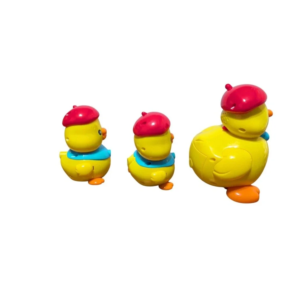 SYNCFUN Musical Duck Toy W/2 Baby Ducks, Crawling Tummy Time Toy W/Light & Sound